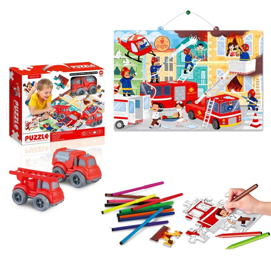 Fireman Firebridge Car Puzzle and Paint - 789
