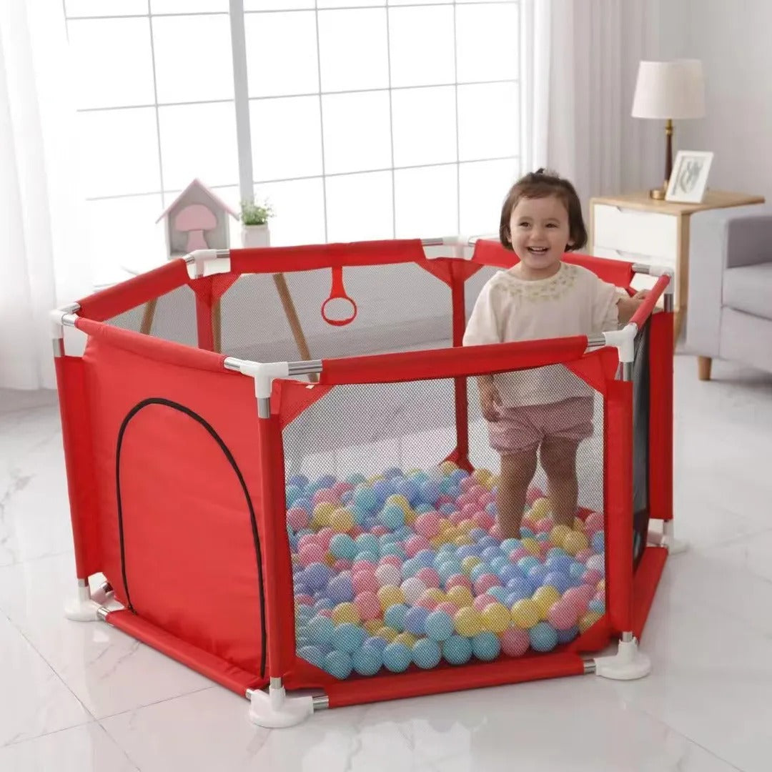 Hexagon Safety Playpen Basketball Arena for Kids - Gray-Blue-Red-Navy-Pink - Odeez | Educational Toys Pakistan 