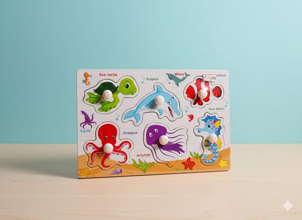 Wooden Small Sea Animals Knob Board - 415