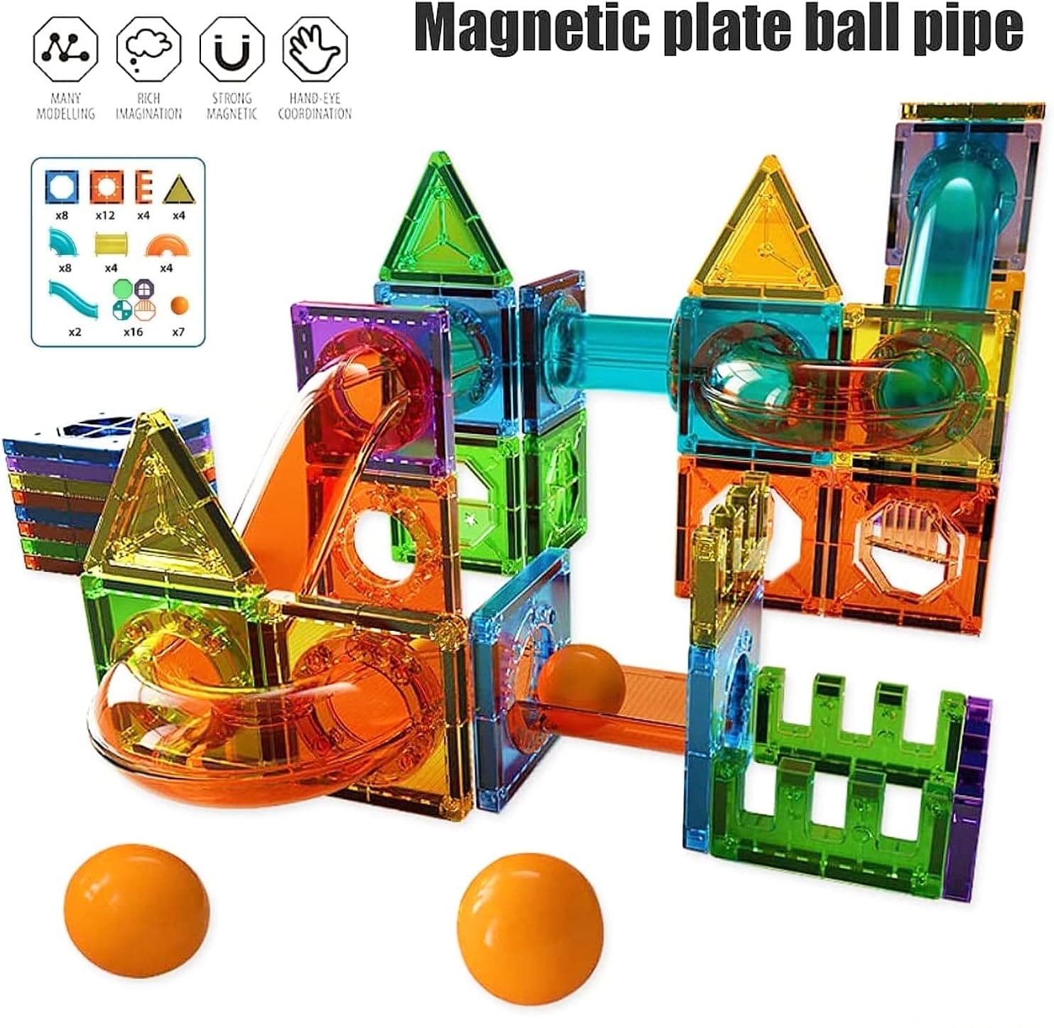 Magnetic Tile Construction Blocks - 69 pieces - Default Title - Odeez | Educational Toys Pakistan 