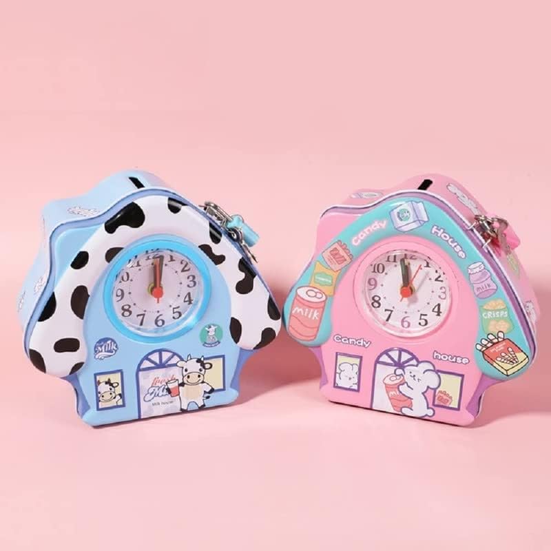 Tin Money House Bank with Clock Random Design - 722 - Default Title - Odeez | Educational Toys Pakistan 