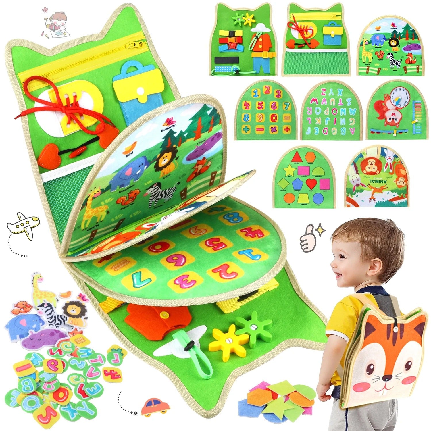 Sensory Multiple Activity Felt Quiet Busy Book for Toddlers - 368