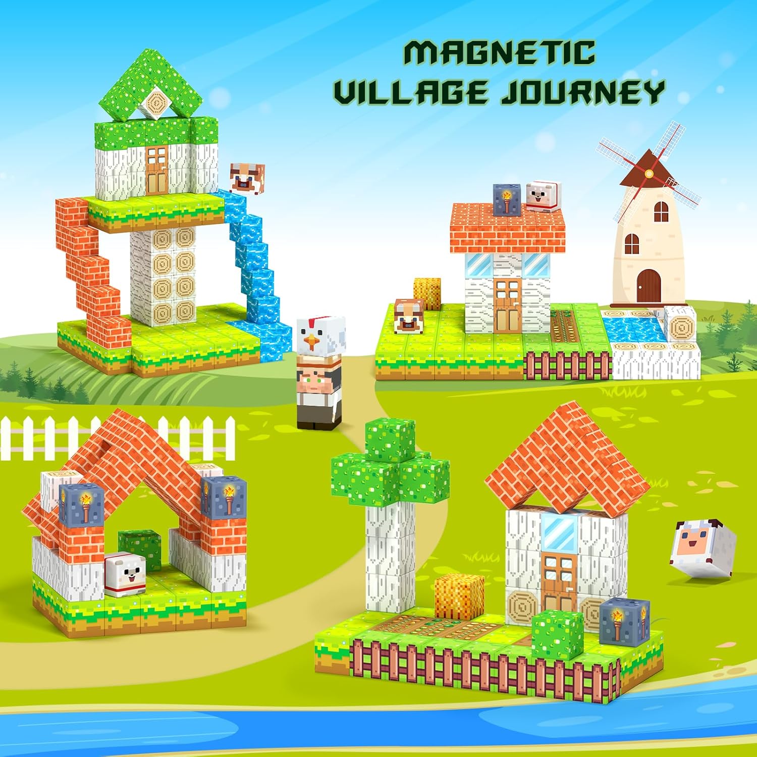 Magnetic Farm Cube Building Blocks 110 pieces - 016