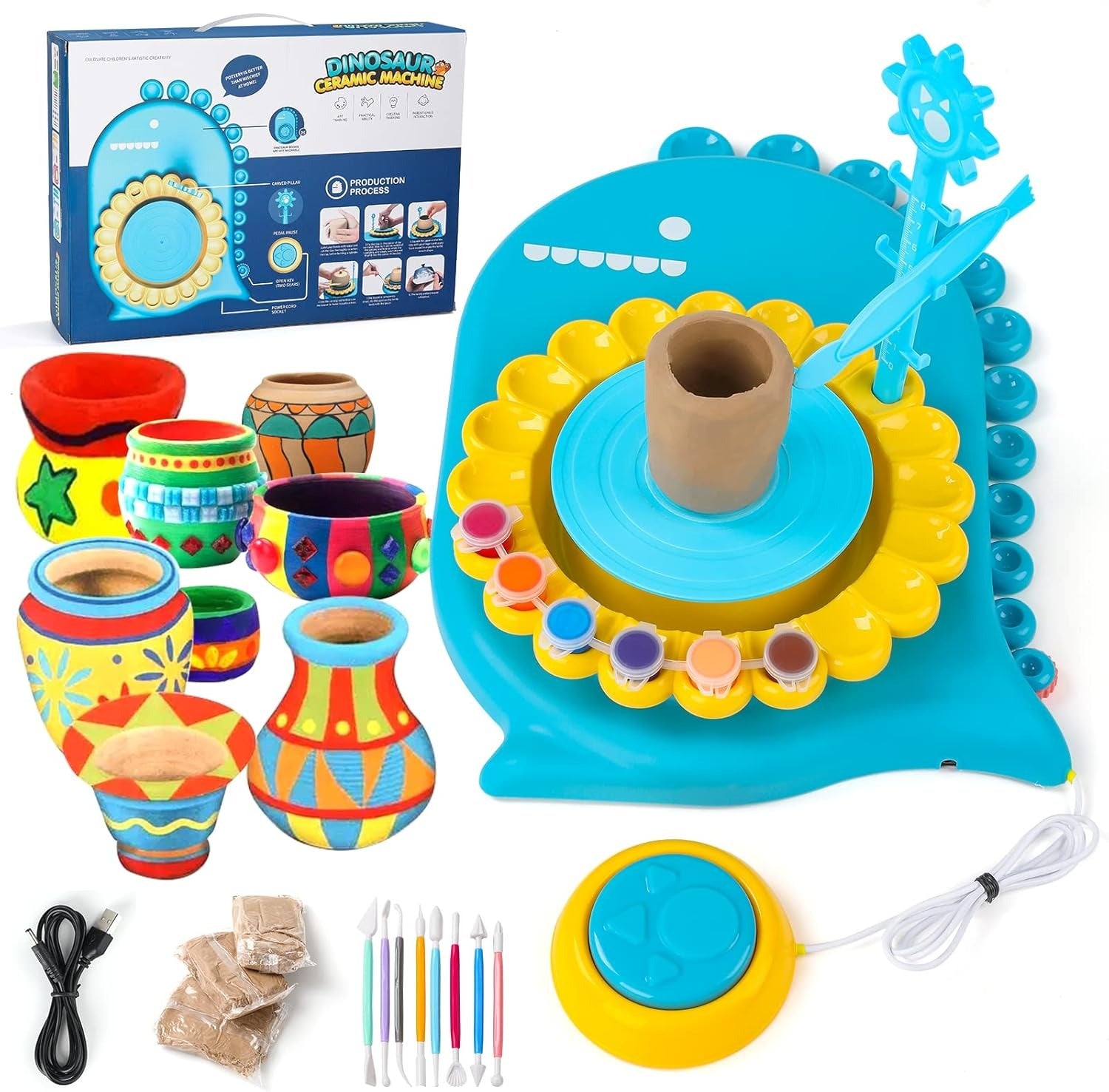 DIY Creative Dinosaur Ceramic Pottery Wheel Machine - 12C