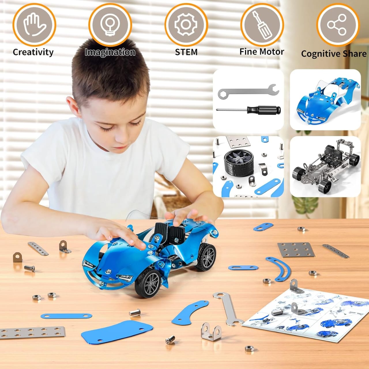 Build and Play Steel Racing Car Construction 208 pieces - 242 - Default Title - Odeez | Educational Toys Pakistan 