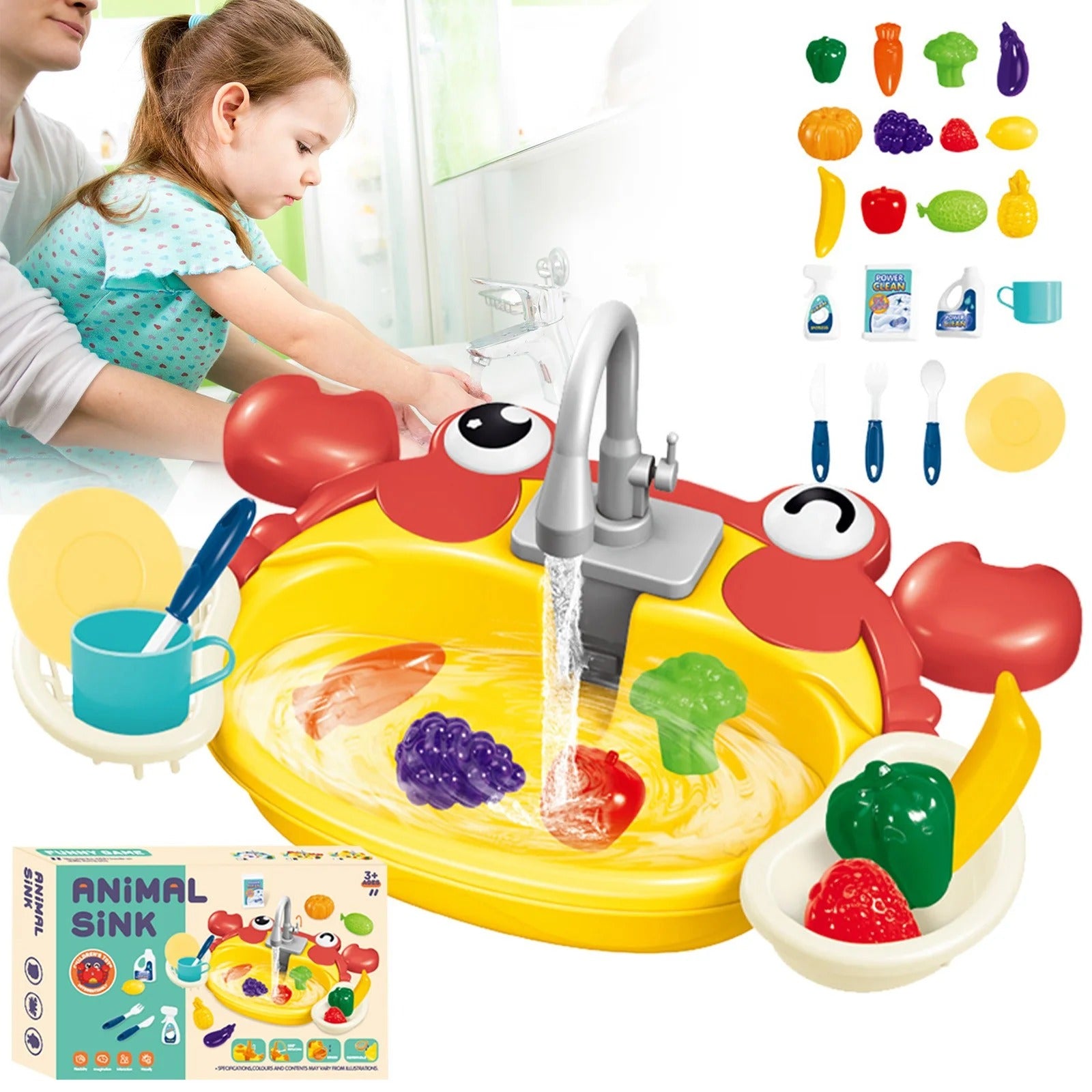 Cute Animal Kitchen Water Sink Pretend Play Set - 830