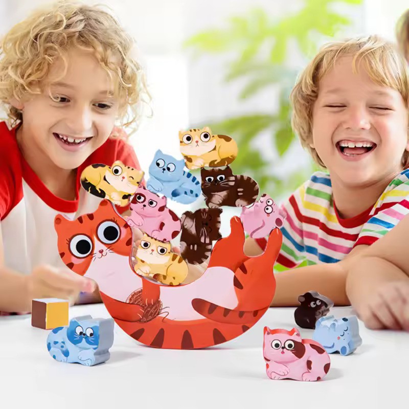 Wooden Kitten Balance 14 pieces Learning Toy - Default Title - Odeez | Educational Toys Pakistan 