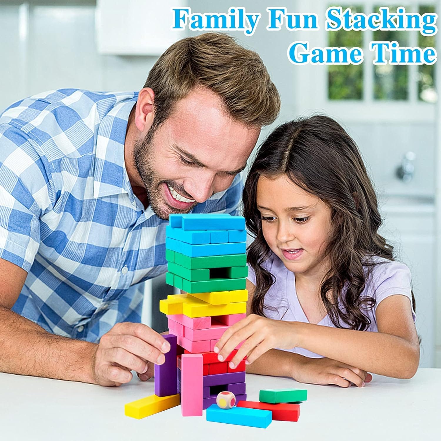 Wooden Colorful Jenga Stacking Tower Family Game - 48 pieces - Default Title - Odeez | Educational Toys Pakistan 