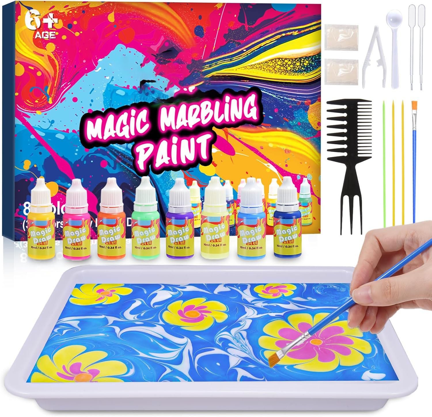 Magic Marbling Painting Art and Craft for Kids 6 Colors - B02