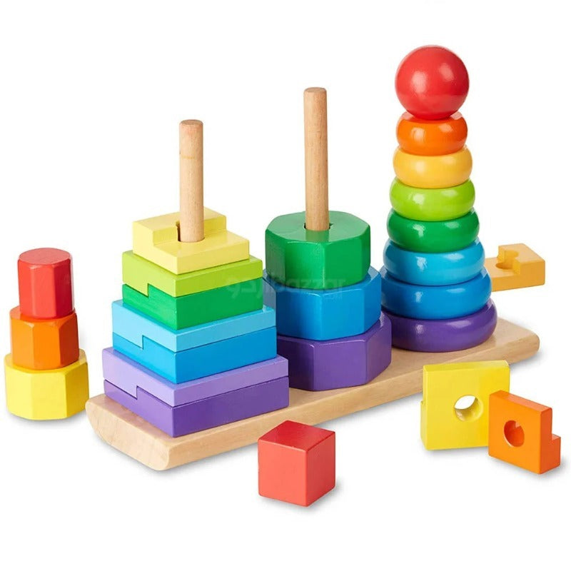 Wooden Three Shape Column of Rainbow Tower - 411