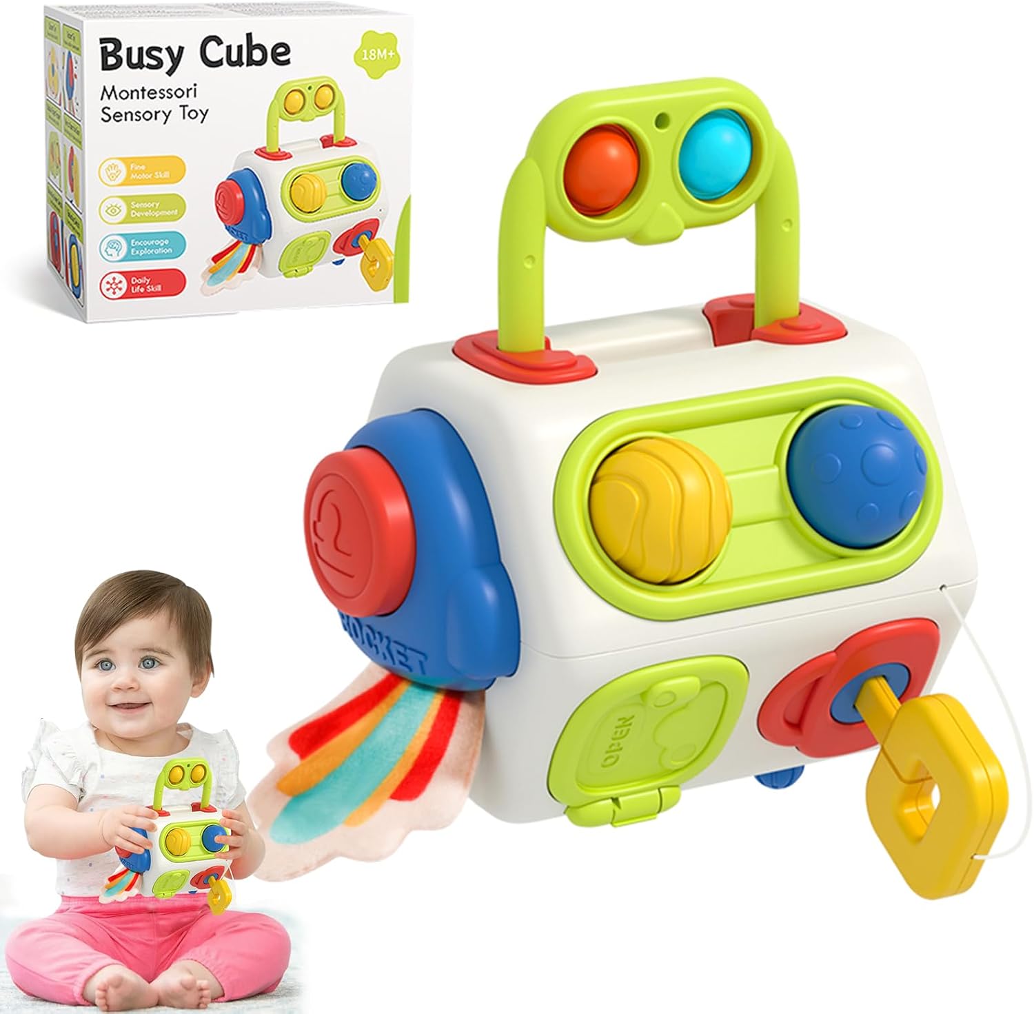 Montessori Sensory Busy Learning Cube - 19A - Default Title - Odeez | Educational Toys Pakistan 