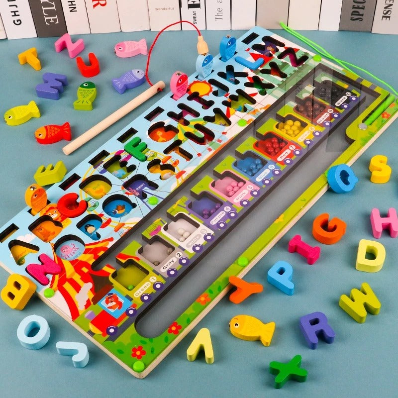 Wooden Multifunctional Alphabet logarithm Maze  Board - A20