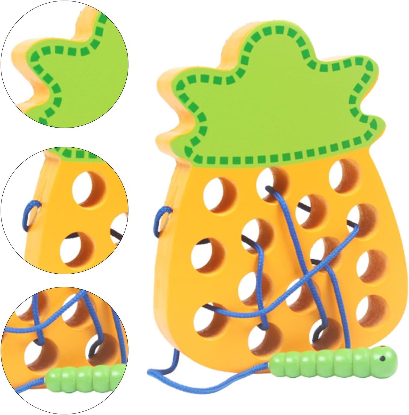 Wooden 3D Fruits Thread Lacing Kit - Pineapple - Default Title - Odeez | Educational Toys Pakistan 