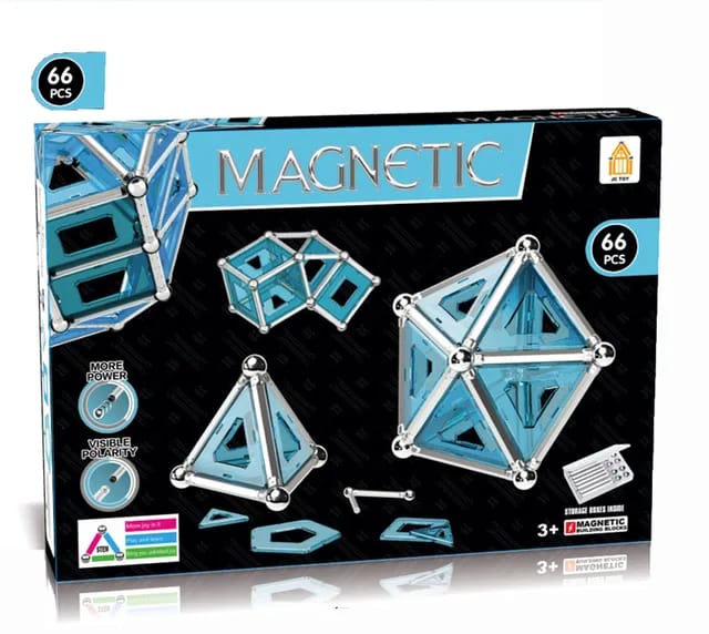 3D Crystal Magnetic Stick Puzzle Assembled Building Blocks - 66 pieces - Default Title - Odeez | Educational Toys Pakistan 