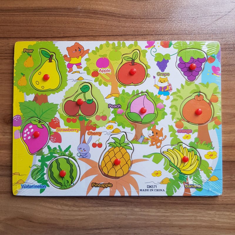 Wooden Fruits knob Puzzle Board - 997