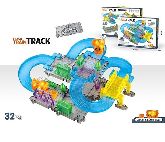 DIY Electric Flash Train Track Set 32 pieces - 56D