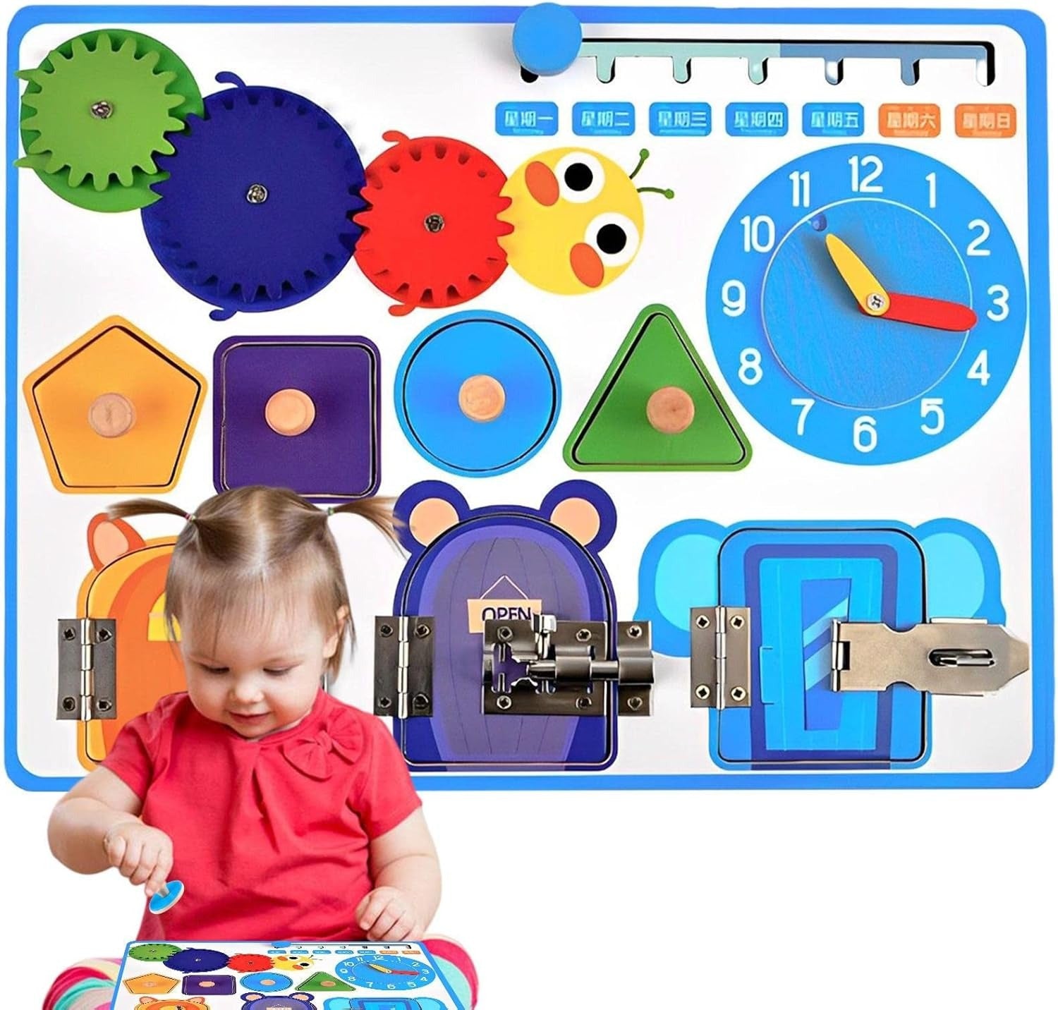 Wooden Shape Sensory Activity Busy Board - 000