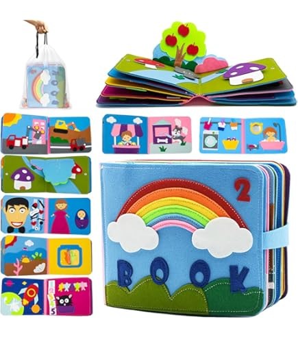 Felt Quiet Busy Activity Sensory Book for Preschool - 16 Themes