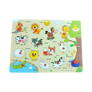 Wooden Animal knob Puzzle Board - 986