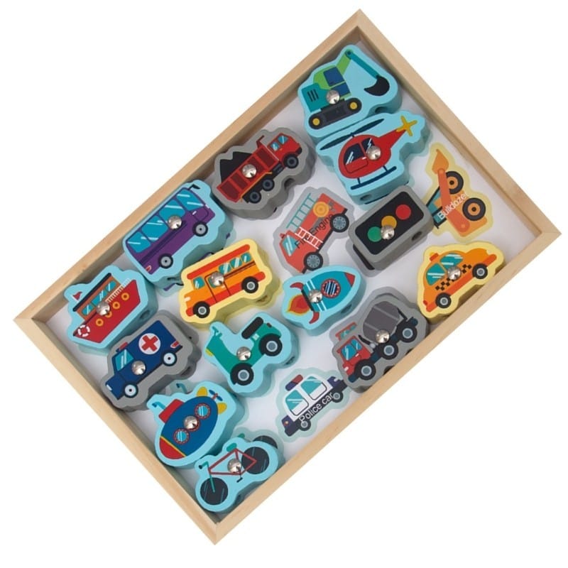 2in1 Wooden 3D Magnetic Vehicles and Lacing Puzzles - 499 - Default Title - Odeez | Educational Toys Pakistan 