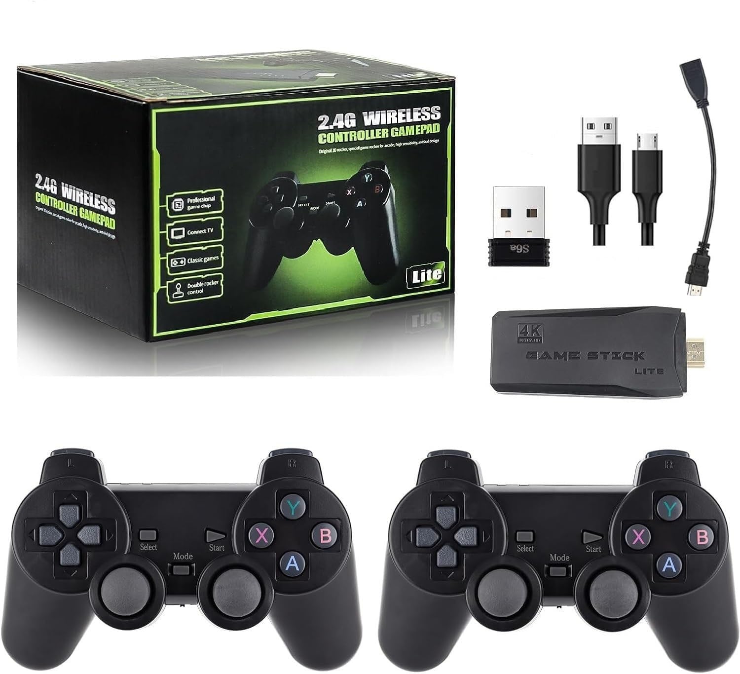 Wireless Retro Gaming Console Stick with Built-in 20000 Games and Two Controller - Default Title - Odeez | Educational Toys Pakistan 