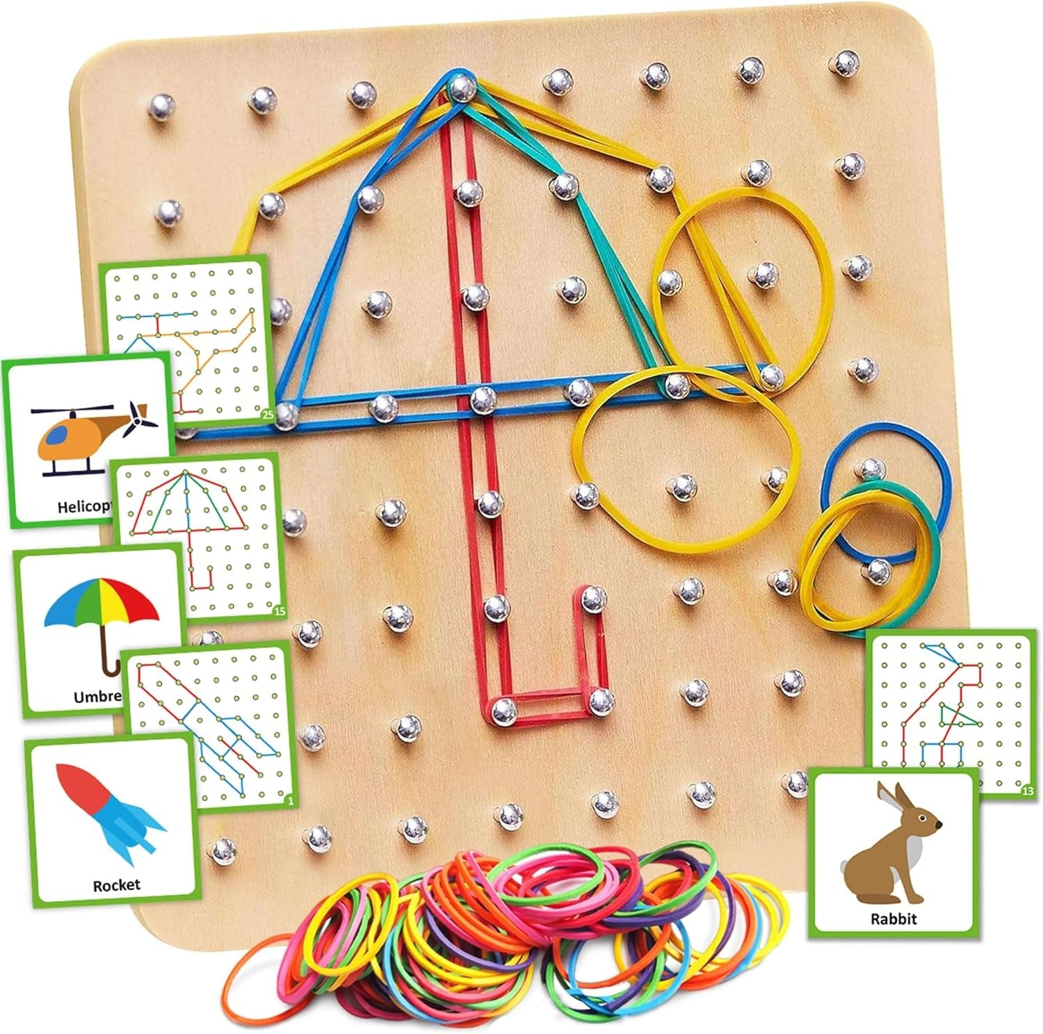 Wooden Geometry Geoboard Pattern Rubber Band Kit - 707 - Odeez ...