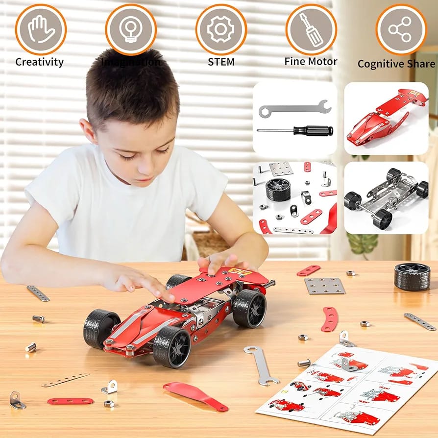 Build and Play Steel Racing Car Construction 133 pieces - 241 - Default Title - Odeez | Educational Toys Pakistan 