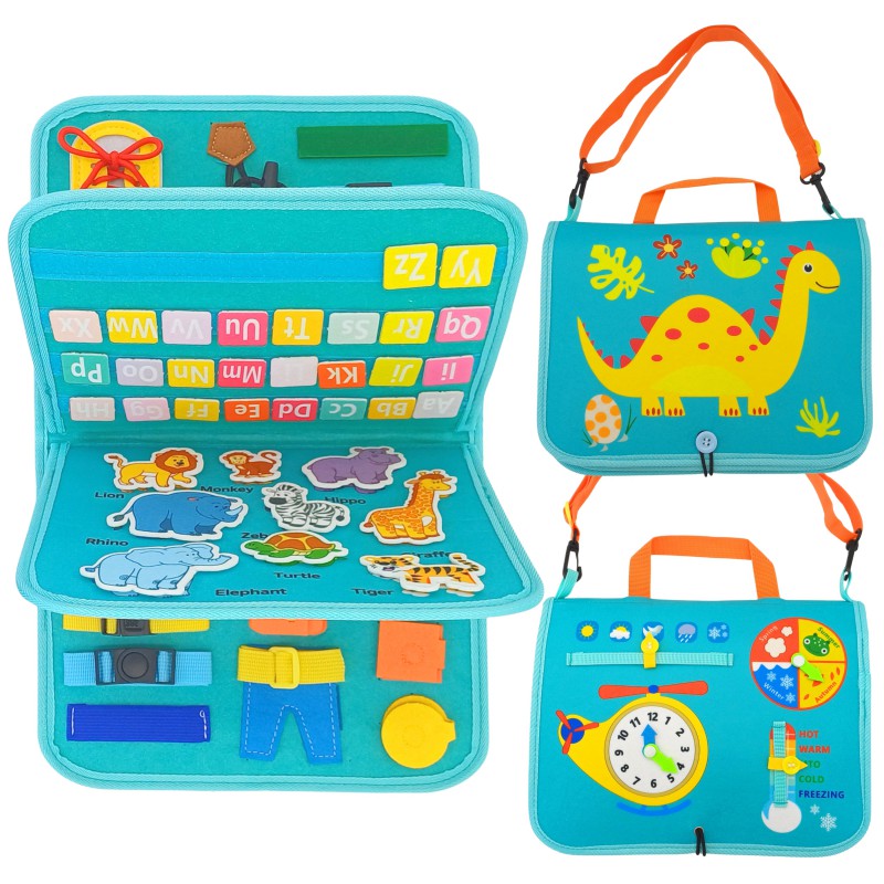 Busy Dinosaur Montessori Sensory Book 4 Double Sided Pages - 071