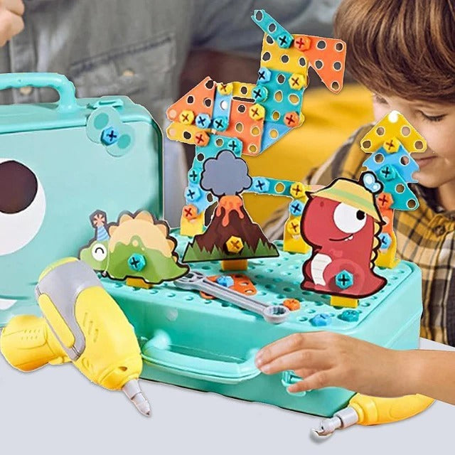 DIY Dinosaur STEM Creative Drill Tool Box Puzzle Set 163 pieces - 71A