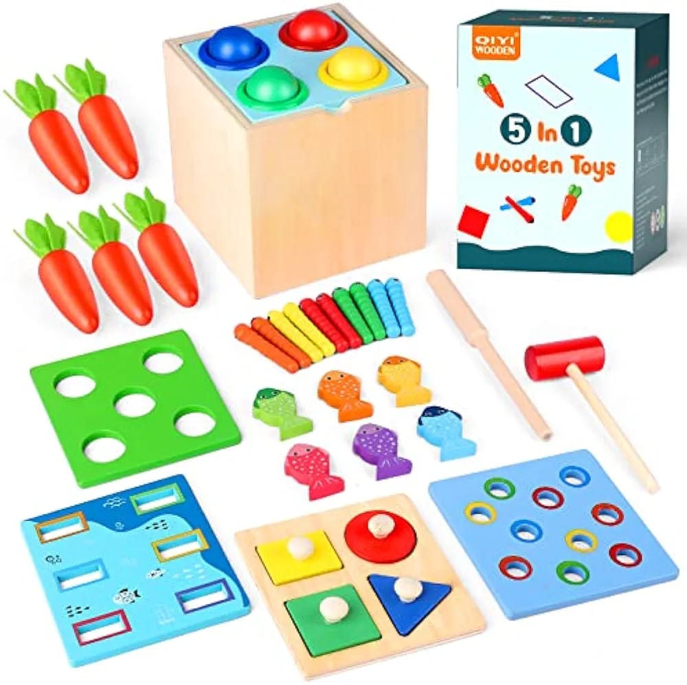 5in1 Multipurpose Wooden Early Learning Sorting Kit - 433 - Default Title - Odeez | Educational Toys Pakistan 