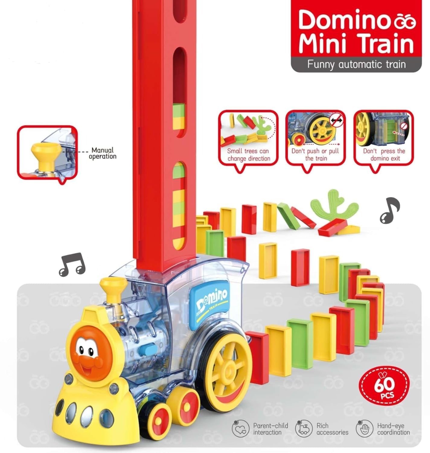 Electric Domino Automatic Train With Light and Sound - 60 pieces