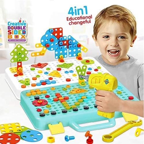 Creative Electric Drill Mosaic Pattern Puzzle Tool Kit - 37A