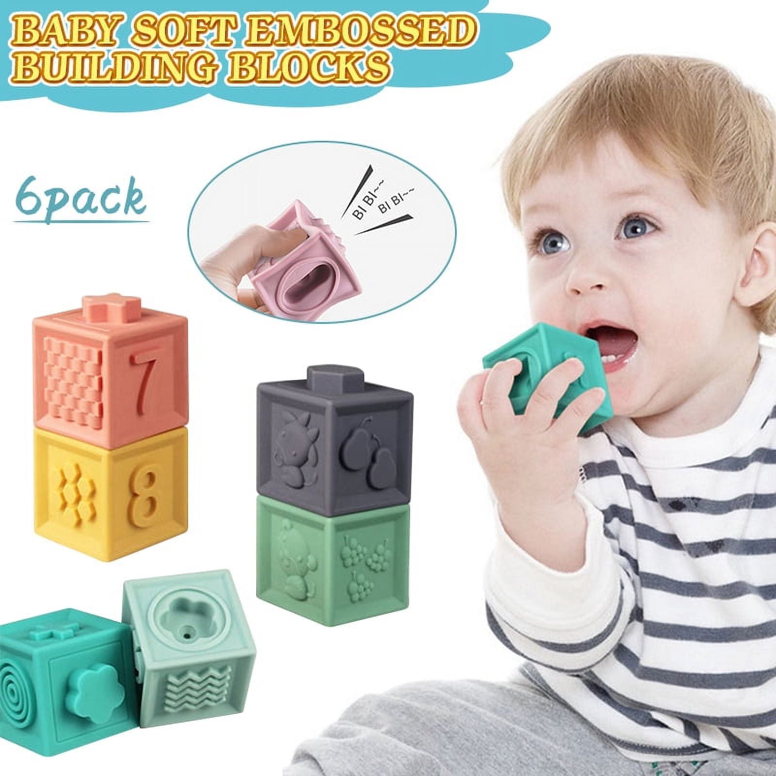 Baby Soft Gum Building Blocks 6 pieces - 080 - Default Title - Odeez | Educational Toys Pakistan 