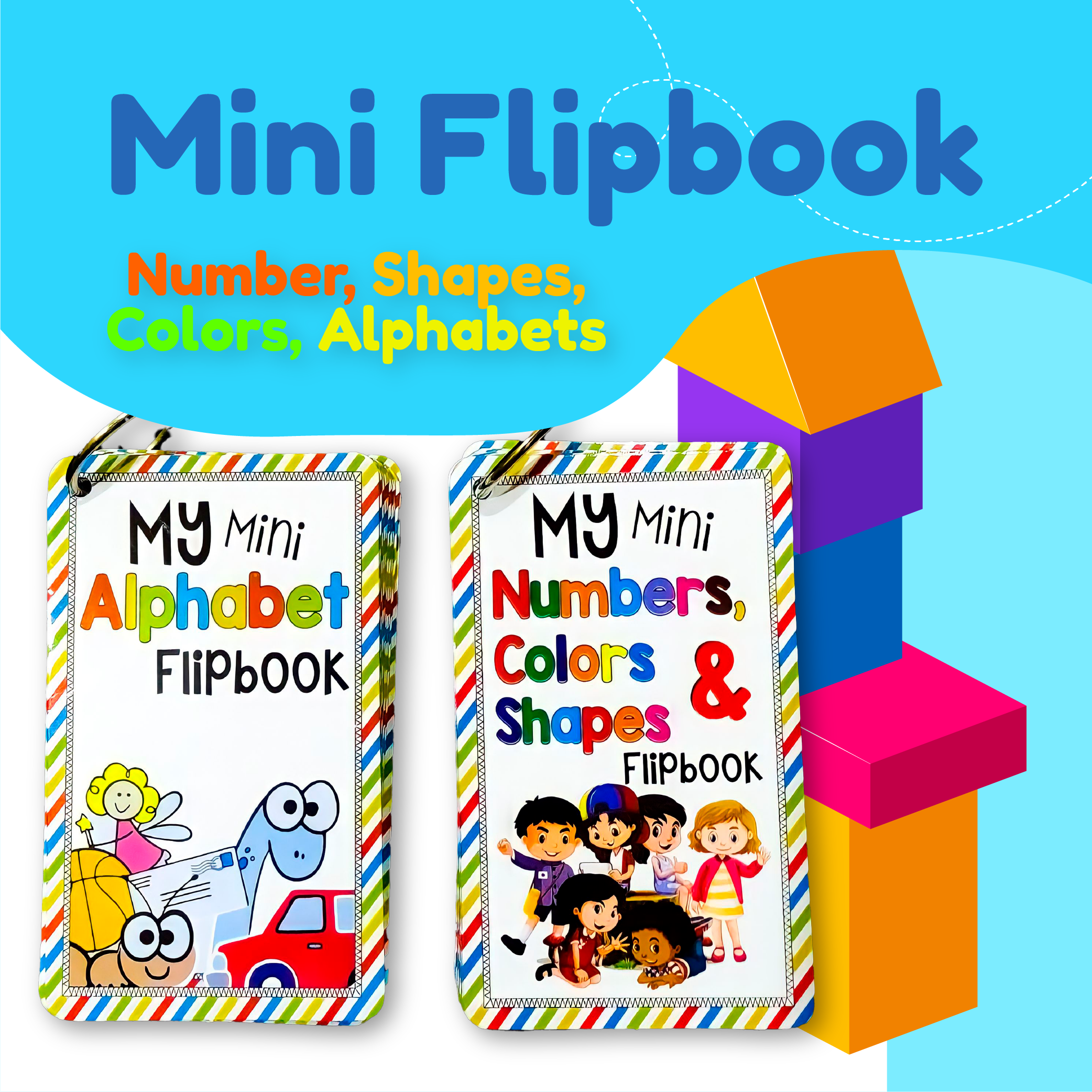 2 in 1 My Mini Alphabet, Numbers, Colors and Shapes Learning Flipbook - 13 - Default Title - Odeez | Educational Toys Pakistan 