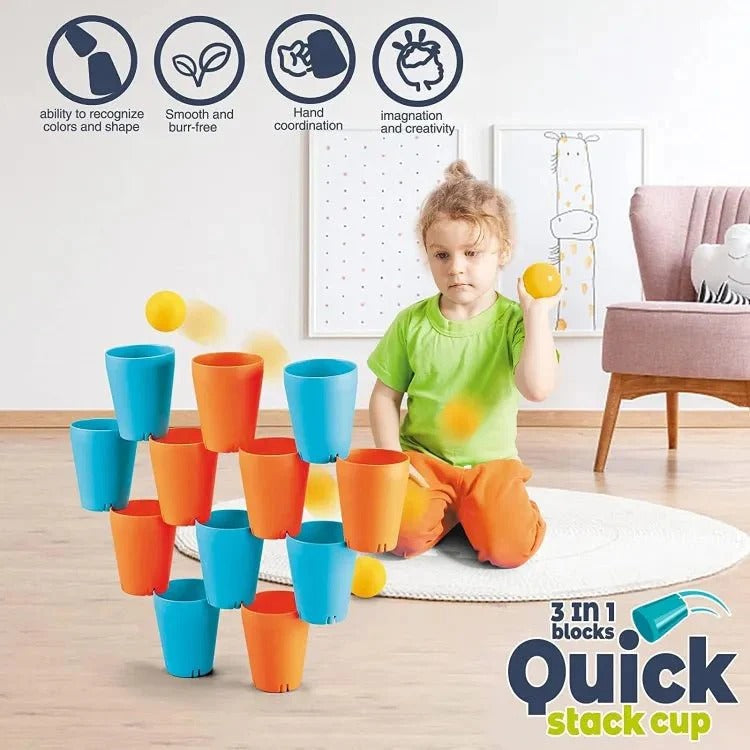 3in1 Quick Stacking Cup Play Set - 698 - Default Title - Odeez | Educational Toys Pakistan 