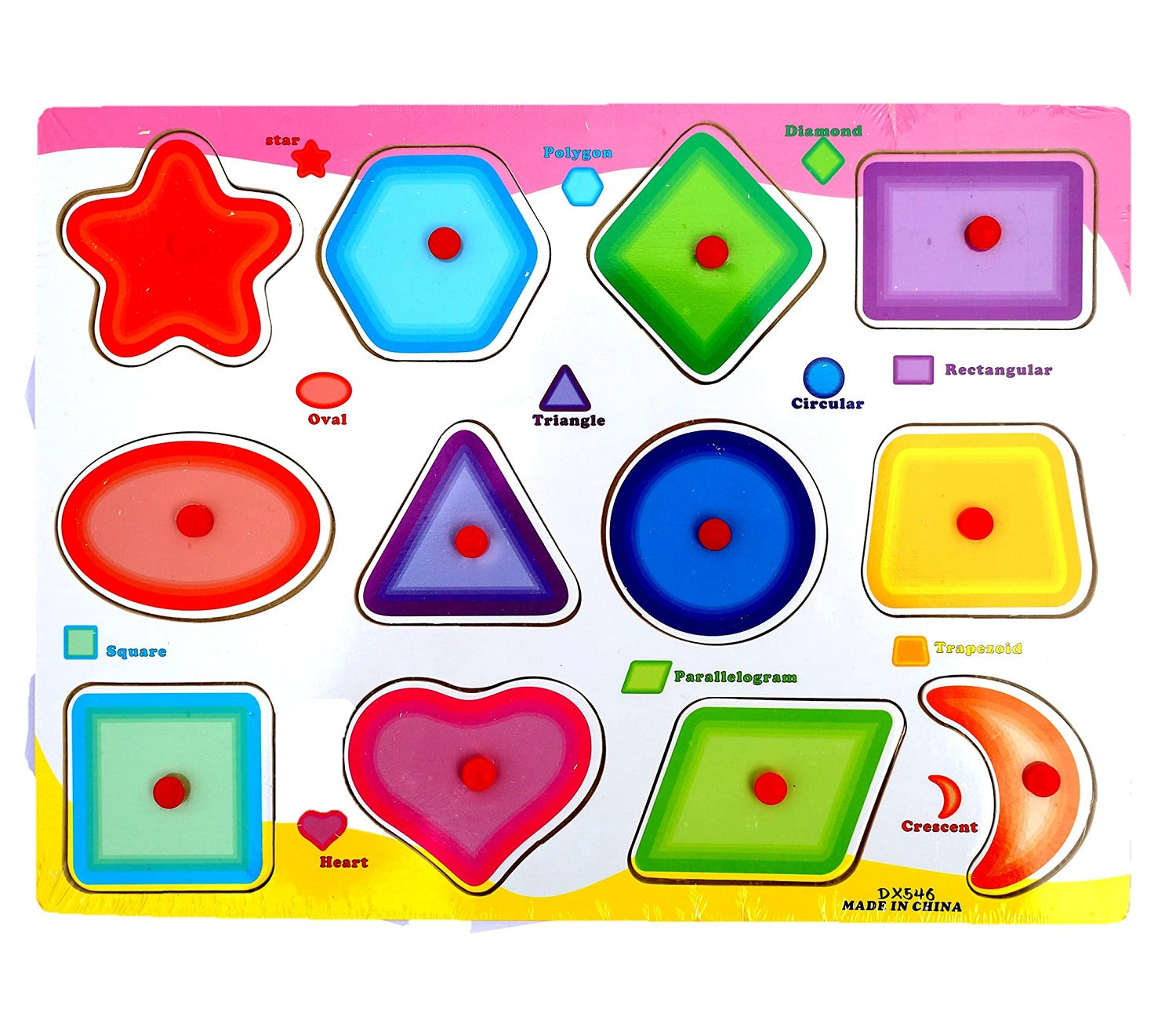 Wooden Shapes Knob Learning Board - 968