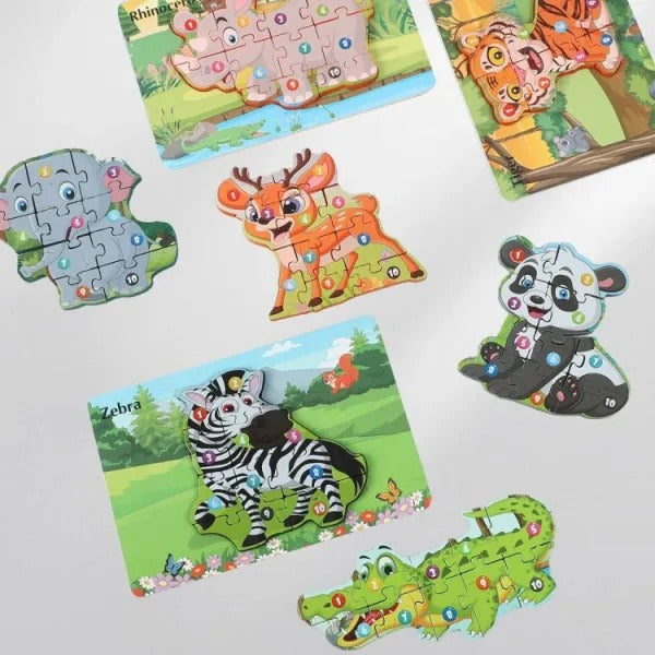 3D Animal Pattern Jigsaw Number Puzzle Random Animals - 322 - Default Title - Odeez | Educational Toys Pakistan 