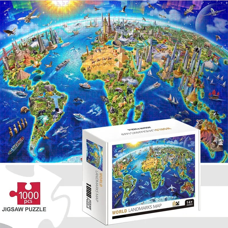 World Landmarks Map Jigsaw Puzzle 1000 pieces - 090