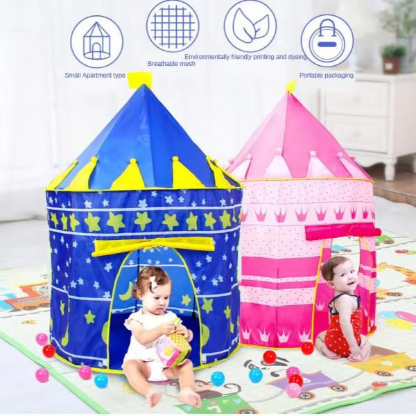 Kids Folding Castle Play Tent House for Indoor and Outdoor Play - Blue-Pink - Odeez | Educational Toys Pakistan 