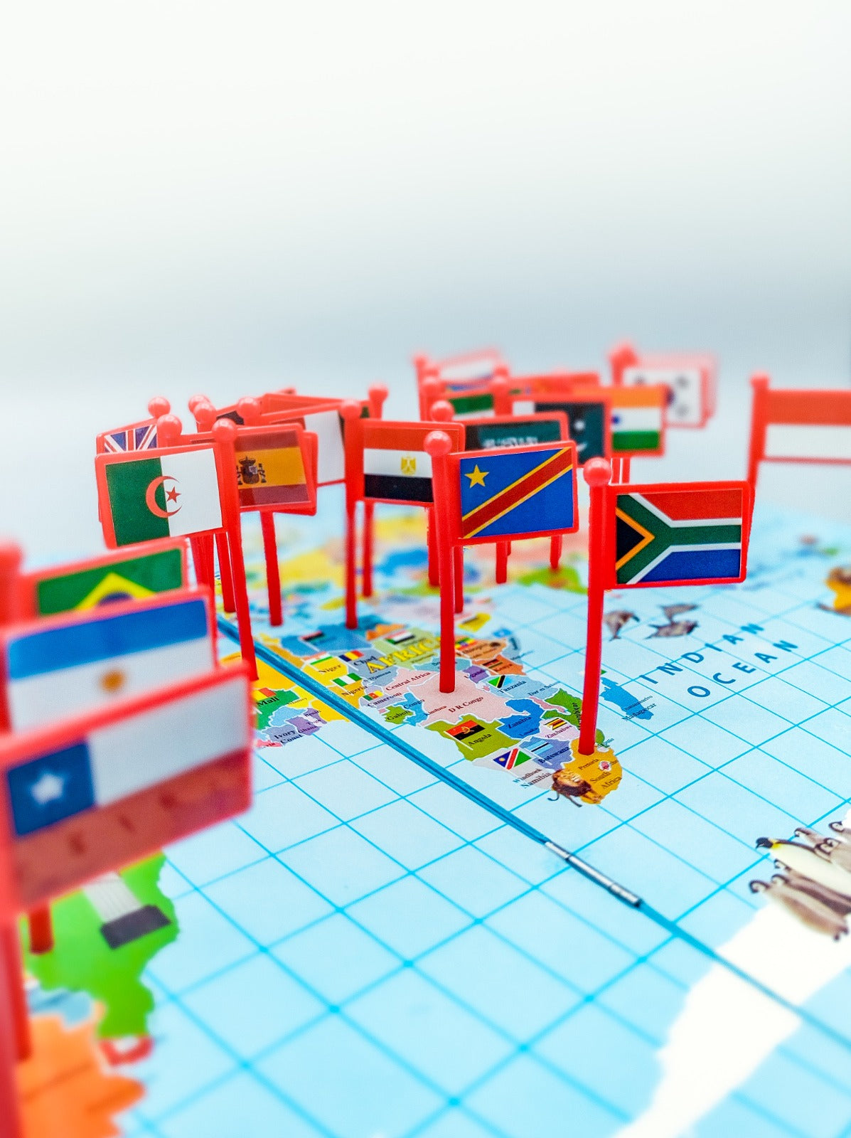 Wooden World Map With Recognition 30 Countries Flags - 003 - Default Title - Odeez | Educational Toys Pakistan 