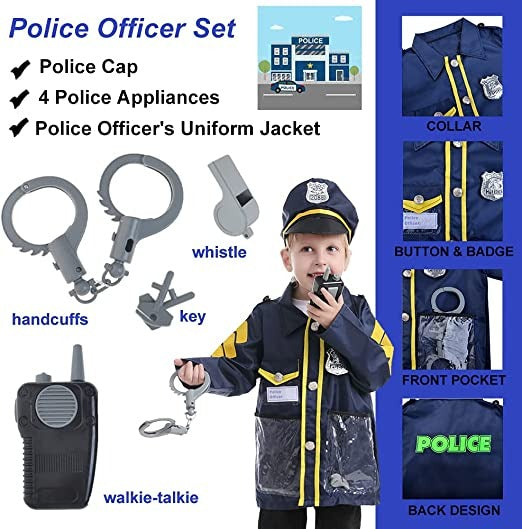 Kids Police Costume with Pretend Play Accessories - 003 - Default Title - Odeez | Educational Toys Pakistan 