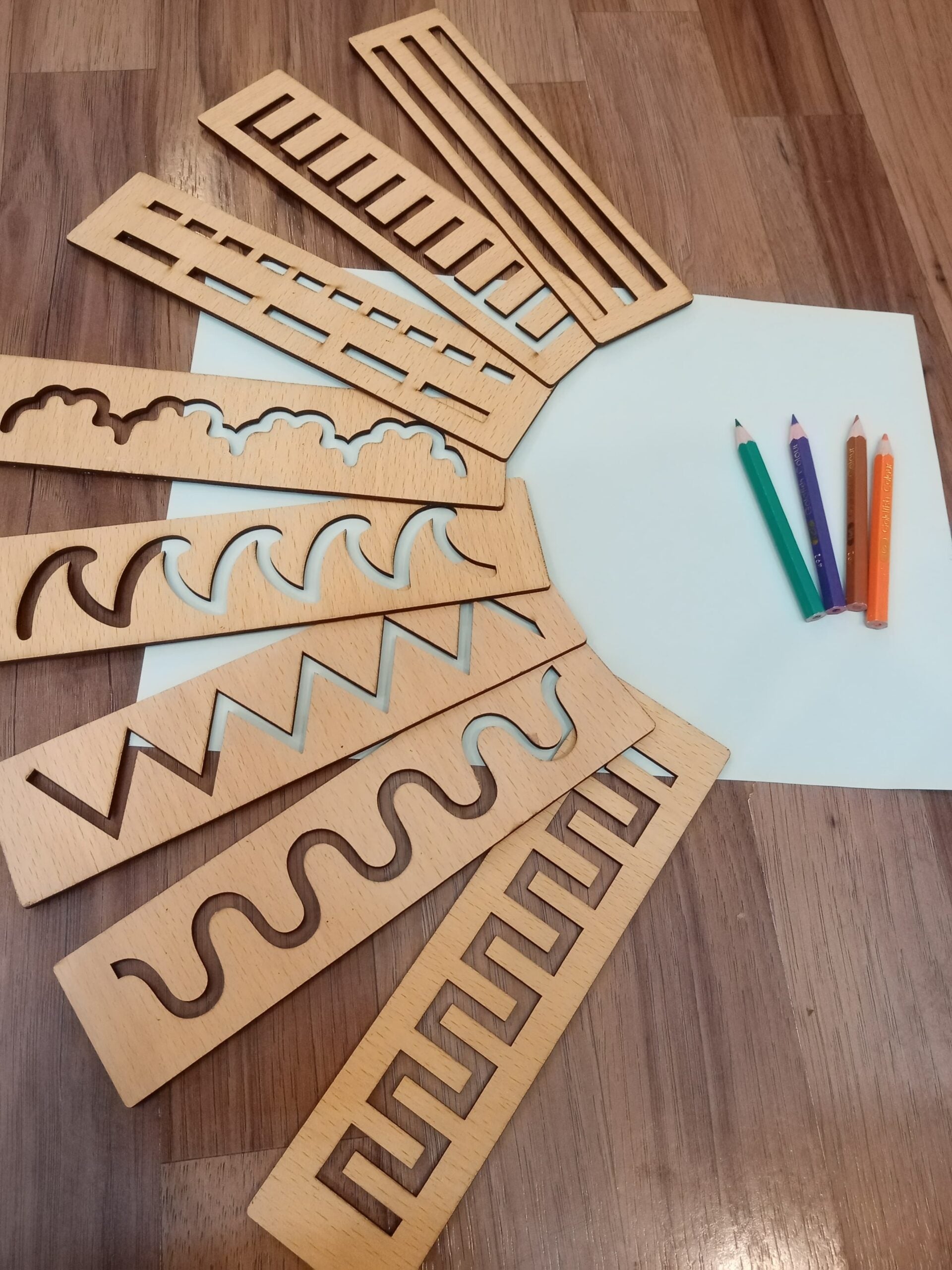 Wooden Montessori Pattern Stencil Set - 6 Scales - Default Title - Odeez | Educational Toys Pakistan 