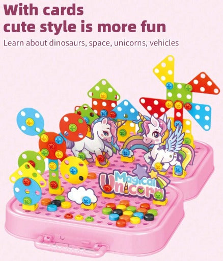 DIY Unicorn 5in1 3D Electric Drill Screw Creative Kit - 56A - Default Title - Odeez | Educational Toys Pakistan 