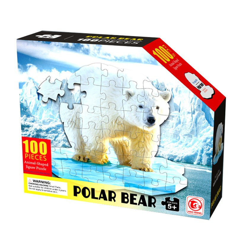 Polar Bear Animal Shaped Jigsaw Puzzle 100 pieces - 655 - Default Title - Odeez | Educational Toys Pakistan 