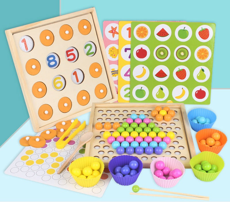 2 in 1 Montessori Beaded Memory Wooden Game - 180 - Default Title - Odeez | Educational Toys Pakistan 