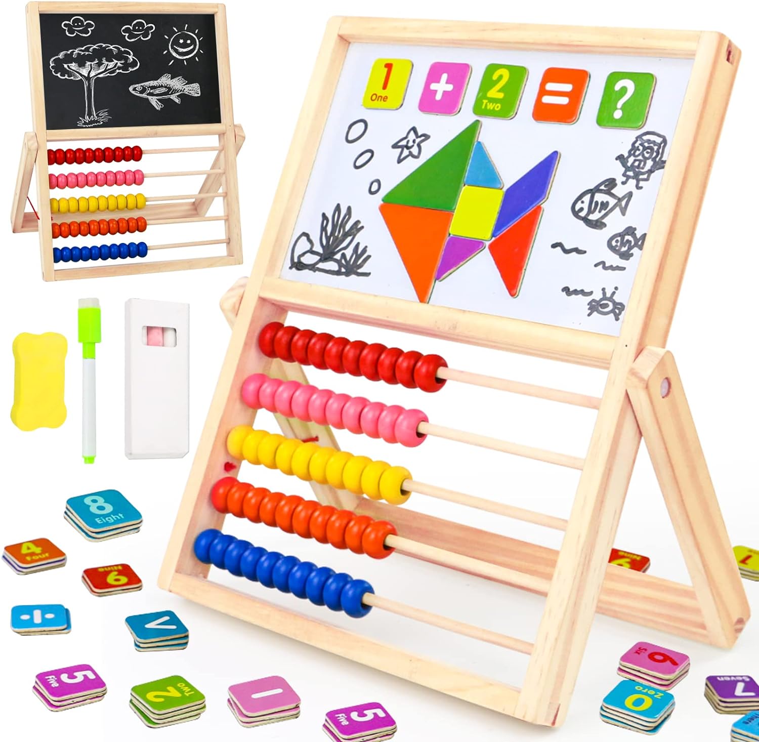 3in1 Montessori Numeric Abacus Learning Board with Marker - Default Title - Odeez | Educational Toys Pakistan 