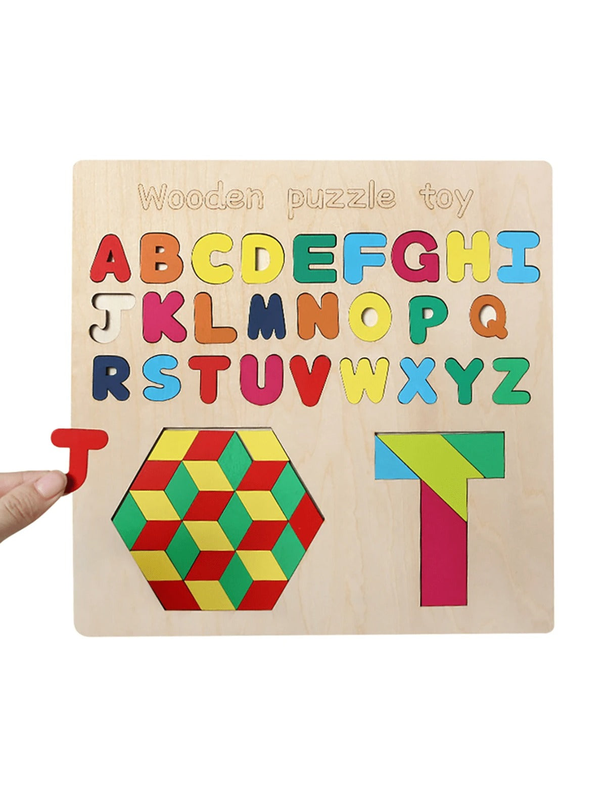 3 in 1 Wooden Alphabet Tangram Puzzle Board - 249 - Default Title - Odeez | Educational Toys Pakistan 