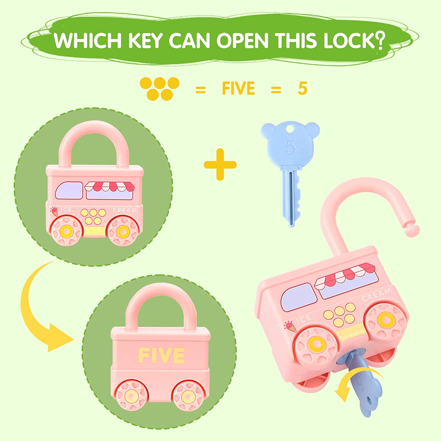Number Recognition Matching Lock and Key Train Set - 6 pieces - Default Title - Odeez | Educational Toys Pakistan 
