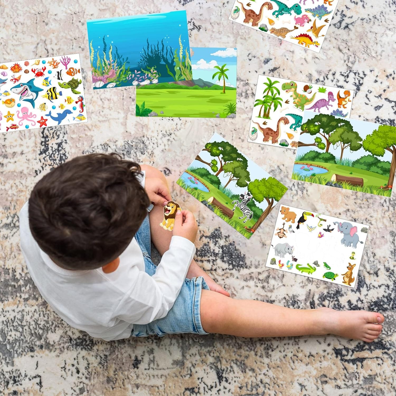 DIY 3in1 Reusable Sticker Art Scenes - Animal - Default Title - Odeez | Educational Toys Pakistan 