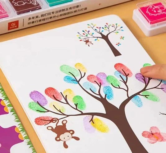 DIY Creative Finger Painting Doodle Art Book Kit - 12 Colors - Default Title - Odeez | Educational Toys Pakistan 